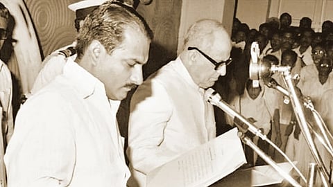 A K Antony swearing in as the CM in 1977