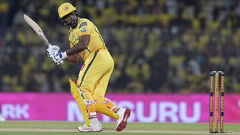 Chennai Super Kings' Sanju Samson plays a shot during an Indian Premier League