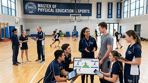 Students training in physical education as part of MPES course at Sanskrit University Kalady