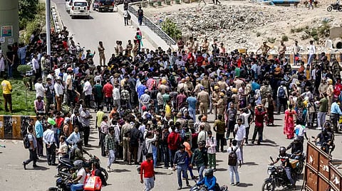 Workers in Noida held protests demanding wage hikes and improved labor benefits