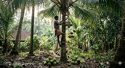 Coconut pluckers' wages climb 83% in a decade in Kerala