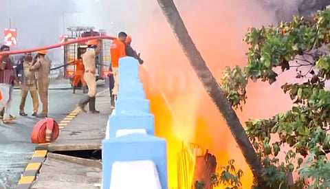 Major fire breaks out near Pullepady Bridge in Ernakulam