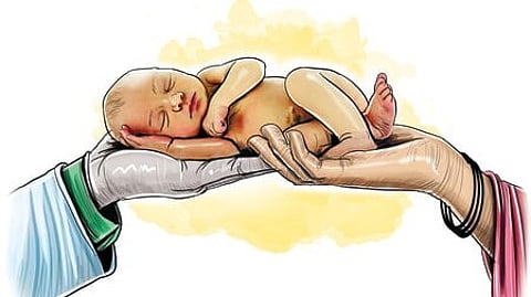 A baby boy arrived at the 'Ammathottil' of the State Child Welfare Committee.