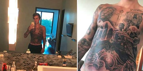 ഉടല് മുഴുവന് ടാറ്റൂ അടിച്ച് ബീബര്