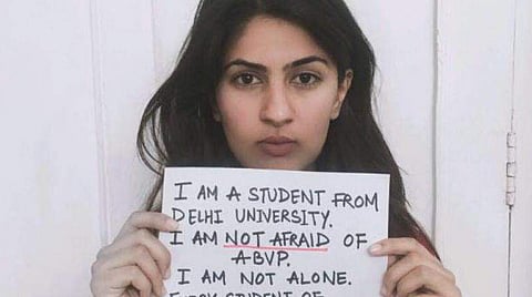 എബിവിപിയെ ഭയമില്ല; ക്യാംപെയ്നുമായി വിദ്യാര്ഥിനി