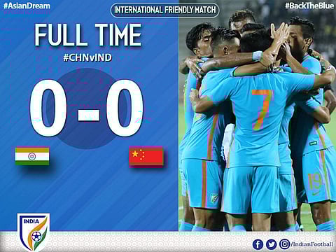 ചൈനയിൽ ചെന്ന് വൻമതിൽ കെട്ടി ഇന്ത്യ; പോരാട്ടം ഗോൾരഹിത സമനില