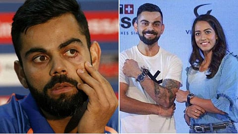 പെണ്ണിനേക്കാള് ഉയരക്കുറവ് കോഹ്ലിക്ക് കുറച്ചില്? ഉയരം കൂട്ടാന് നോക്കിയ കോഹ് ലിക്ക് വിമര്ശനം