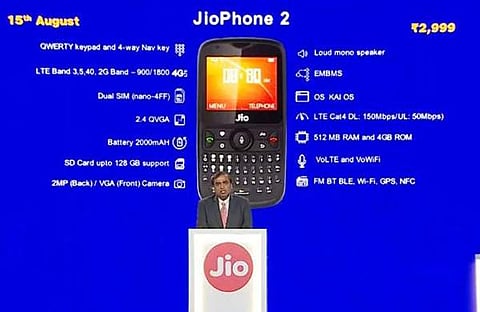 വാട്ട്സ് ആപ്പും ഫെയ്സ്ബുക്കും യൂട്യൂബുമായി 501 രൂപയ്ക്ക് ജിയോ ഫോണ് 2