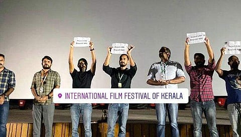 പൗരത്വ ബില്ലിനെതിരെ മമ്മൂട്ടി ചിത്രത്തിന്റെ അണിയറക്കാർ; ഐഎഫ്എഫ്കെ വേദിയിലും പ്രതിഷേധം