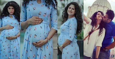 ഹൃദയം നുറുങ്ങുന്ന വേദനയാണെങ്കിലും നേഹ ചിരിക്കുന്നു, നിറവയറുമായി ഫോട്ടോയ്ക്ക് പോസ് ചെയ്യുന്നു