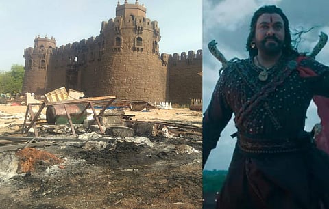 ചിരഞ്ജീവിയുടെ ചരിത്ര യുദ്ധസിനിമയുടെ സെറ്റില് വന് തീപിടുത്തം ; മൂന്നുകോടിയുടെ നഷ്ടം