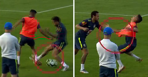 തല്ലുകൊള്ളിത്തരം തുടര്ന്ന് നെയ്മര്; നട്ട്മെഗ് ചെയ്തതിന് ടീമിലെ ജൂനിയര് താരത്തെ വലിച്ച് താഴെയിട്ടു