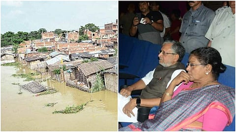 ജനങ്ങള് പ്രളയക്കെടുതിയില്; ബിജെപി ഉപമുഖ്യമന്ത്രി സിനിമ തിയേറ്ററില്, പ്രതിഷേധം