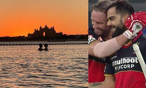 സൂര്യാസ്തമയം ആസ്വദിച്ച് അനുഷ്കയും കോഹ്ലിയും; എബിഡി പകർത്തിയത് ഏറ്റവും റൊമാന്റിക് ചിത്രമെന്ന് ആരാധകർ