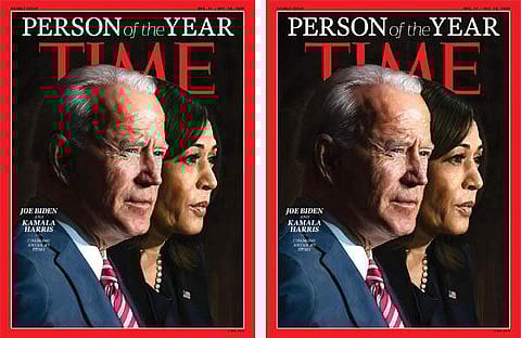 ബൈഡന്റെയും കമല ഹാരിസിന്റെയും മുഖചിത്രവുമായി ടൈംമാഗസിന്/ടൈം (ട്വിറ്റര്)