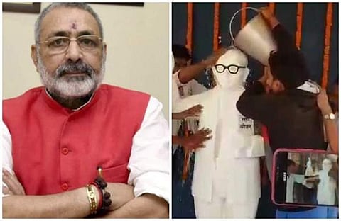 'ഗിരിരാജ് സിങ് അംബേദ്കറിനെ അശുദ്ധനാക്കി'; മാലയിട്ട പ്രതിമയില് ഗംഗാജലം ഒഴിച്ചു കഴുകി സിപിഐ, ആര്ജെഡി പ്രവര്ത്തകര്