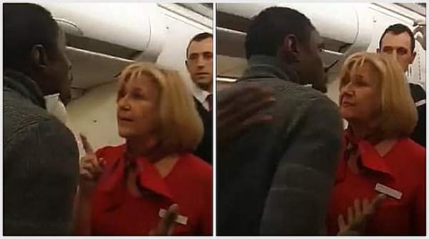 പൊരിഞ്ഞ വാക്കേറ്റം; യാത്രക്കാരന് എയർഹോസ്റ്റസിന്റെ വക കരണത്തടി; തിരിച്ചടിച്ച് യാത്രക്കാരൻ (വീഡിയോ)