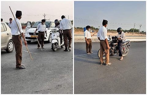 ചെക്ക്പോസ്റ്റുകളില് പരിശോധന നടത്തി ആര്എസ്എസ്; അനുവാദം നല്കിയിട്ടില്ലെന്ന് തെലങ്കാന പൊലീസ്
