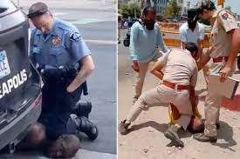 യുഎസ് മോഡല് പൊലീസ് ക്രൂരത ഇന്ത്യയിലും ; യുവാവിന്റെ കഴുത്തില് മുട്ടുകാല് അമര്ത്തി ശ്വാസം മുട്ടിച്ച് രാജസ്ഥാന് പൊലീസ് ( വീഡിയോ)