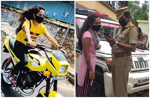 ഹെല്മറ്റ് ഇല്ല, രൂപമാറ്റം വരുത്തിയ ബൈക്കില് കറക്കം, വൈറല് വീഡിയോയ്ക്ക് പിന്നാലെ പെണ്കുട്ടിക്ക് 20,500രൂപ പിഴ