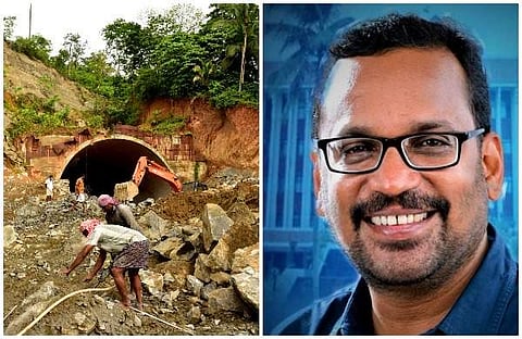 നിര്മ്മാണം നടക്കുന്ന കുതിരാന് തുരങ്കം, ചീഫ് വിപ്പ് കെ രാജന്