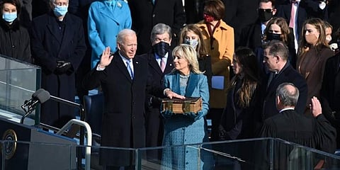 അമേരിക്കയുടെ 46മത് പ്രസിഡന്റായി ജോ ബൈഡന് സത്യപ്രതിജ്ഞ ചെയ്യുന്നു/ ചിത്രം:എഎഫ്പി