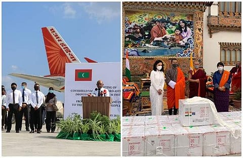 മാലദ്വീപിലും ഭൂട്ടാനിലും കോവിഡ് വാക്സിനുകള് എത്തിയപ്പോള്/ എഎന്ഐ