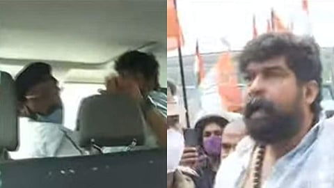 ജോജുവിന്റെ കാറിന്റെ ചില്ല്് തകര്ത്തനിലയില്, ടെലിവിഷന് ദൃശ്യം