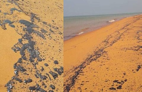 കടല്ത്തീരത്ത് ഫര്ണസ് ഓയില് പരന്ന നിലയില്