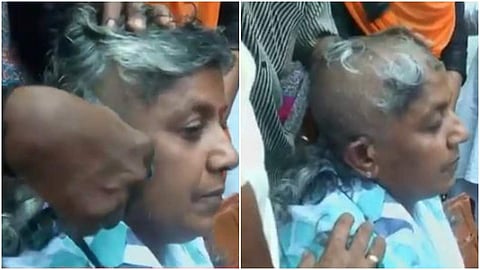 സീറ്റ് നിഷേധിച്ചതില് പ്രതിഷേധിച്ച് തല മുണ്ഡനം ചെയ്യുന്ന ലതികാ സുഭാഷ്