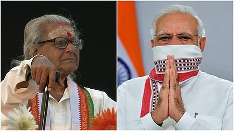 ഗുരു ചേമഞ്ചേരി കുഞ്ഞിരാമന് നായര് - നരേന്ദ്രമോദി / ചിത്രം ഫെയ്സ്ബുക്ക്