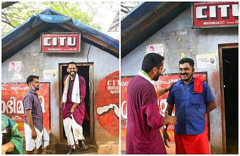 സിഐടിയു ഓഫീസില് വോട്ടഭ്യര്ത്ഥിക്കുന്ന യുഡിഎഫ് സ്ഥാനാര്ത്ഥി സരിന്/ഫെയ്സ്ബുക്ക്