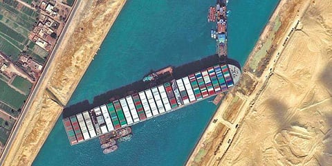 സൂയസ് കനാലിൽ കുടുങ്ങിയ ഭീമൻ ചരക്കുകപ്പൽ എവർ ഗിവൺ. (ഫയൽ ചിത്രം)