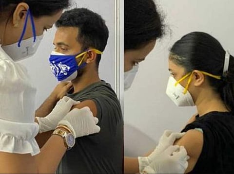 രഹാനേയും ഭാര്യയും കോവിഡ് വാക്സിൻ സ്വീകരിക്കുന്നു/വീഡിയോ ദൃശ്യം