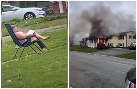 എന്തൊരു സൈക്കോ!; വീടിന് തീയിട്ടു, മുറ്റത്ത് കസേരയിട്ട് ഇരുന്ന് കണ്ടാസ്വദിച്ചു, സ്ത്രീ അറസ്റ്റില് (വീഡിയോ)