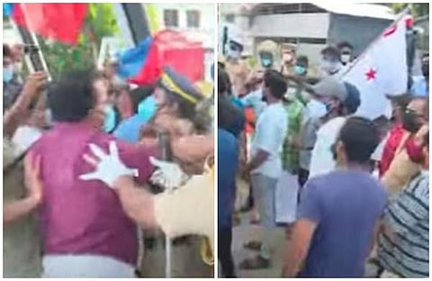 പ്രതിഷേധത്തിന്റെ ടെലിവിഷന് ദൃശ്യം