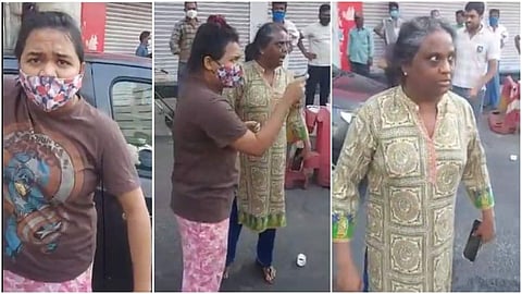 ട്രാഫിക് പൊലീസിനെ ഭീഷണിപ്പെടുത്തുന്ന അമ്മയും മകളും