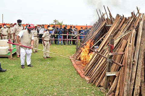 പിടിച്ചെടുത്ത കോടികളുടെ മയക്കുമരുന്ന് കത്തിച്ചുകളയുന്ന അസം മുഖ്യമന്ത്രി