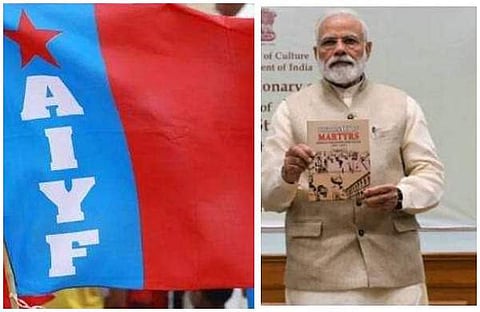 എഐവൈഎഫ് പതാക, സ്വാതന്ത്ര്യസമര രക്തസാക്ഷികളുടെ ഡിക്ഷ്ണറി പ്രകാശിപ്പിക്കുന്ന പ്രധാനമന്ത്രി