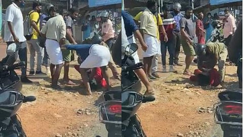 തൃശൂരില് കോളജ് വിദ്യാര്ഥിയെ മര്ദ്ദിക്കുന്ന ദൃശ്യം