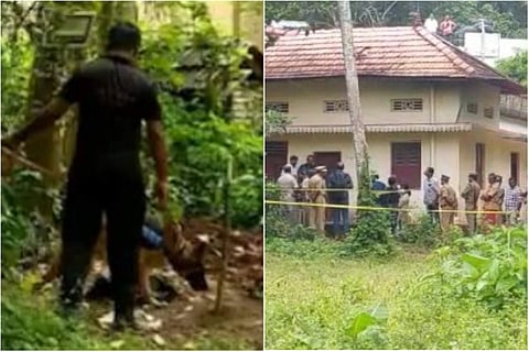 ഭഗവല് സിങ്ങിന്റെ വീട്ടില് പരിശോധന നടത്തുന്നു/ ടിവി ദൃശ്യം