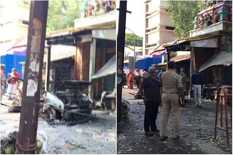 സ്ഫോടനത്തില് തകര്ന്ന കാര്/ എഎന്ഐ