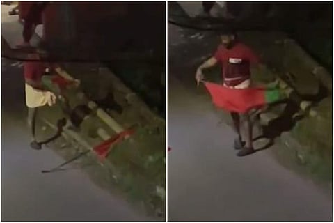 പോര്ച്ചുഗല് പതാക വലിച്ചുകീറുന്നു/ വീഡിയോ ദൃശ്യത്തില് നിന്ന്