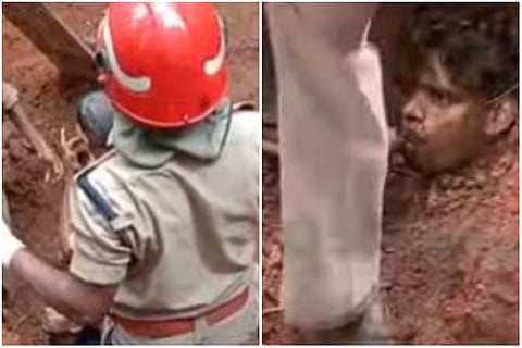 മണ്ണിനടിയില്പ്പെട്ടയാളെ രക്ഷിക്കാനുള്ള ശ്രമം തുടരുന്നു/ ടിവി ദൃശ്യം