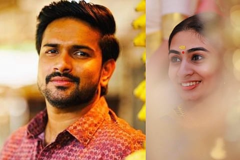 നിരഞ്ജ് മണിയൻപിള്ള രാജുവും വധു നിരഞ്ജനയും/ ചിത്രം: ഫേയ്സ്ബുക്ക്