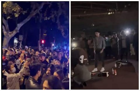 ചൈനയിലെ പ്രതിഷേധത്തിന്റേതായി പുറത്തുവന്ന വീഡിയോയില് നിന്ന്