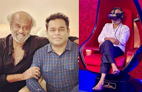 എആർ റഹ്മാനൊപ്പം രജനീകാന്ത്, വെർച്വൽ റിയാലിറ്റി ചിത്രം കാണുന്ന രജനീകാന്ത്/ ഇൻസ്റ്റഗ്രാം