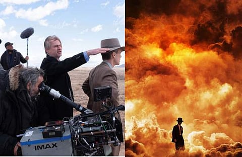 ക്രിസ്റ്റഫർ നോളൻ ഓപ്പൺഹൈമറിന്റെ ചിത്രീകരണത്തിനിടെ, ഓപ്പൺഹൈമർ പോസ്റ്റർ/ ഫെയ്സ്ബുക്ക്