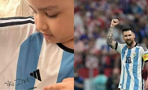 സിവ ധോനി, മെസി/ഫോട്ടോ: ഇന്സ്റ്റഗ്രാം