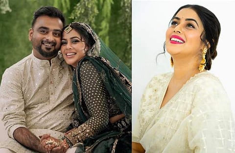 ഷംന കാസിം ഭർത്താവ് ഷാനിദ് ആസിഫ് അലിക്കൊപ്പം/ ചിത്രം; ഫെയ്സ്ബുക്ക്